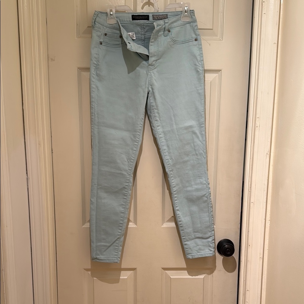 Aeropostale Women's High Rise Jeans in Light Blue Slim Ankle